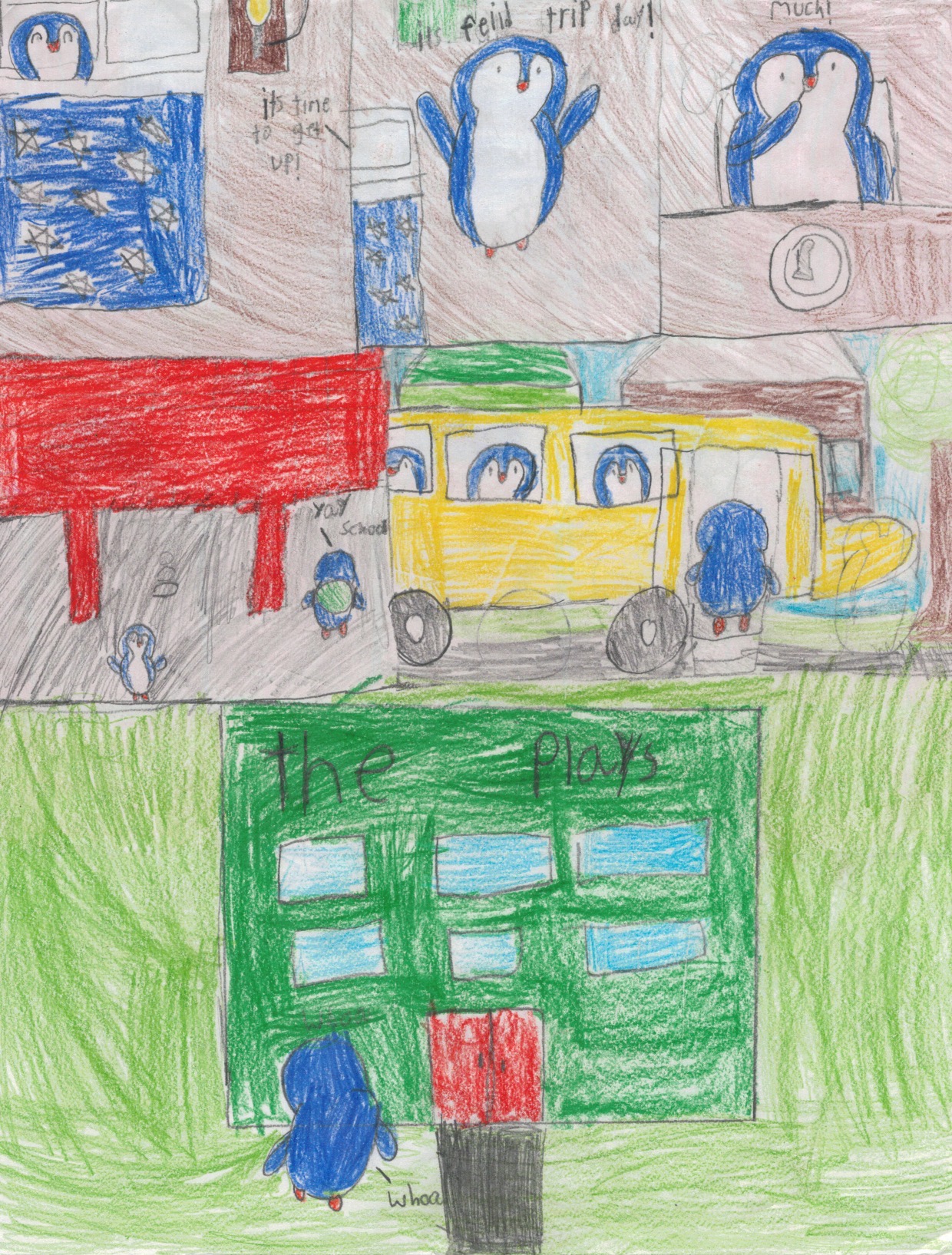 A penguin who goes on a field trip